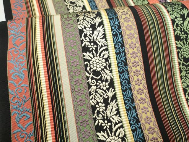 平和屋着物●本場筑前博多織　八寸名古屋帯　黒地　正絹　逸品　未使用　CABL0827hy