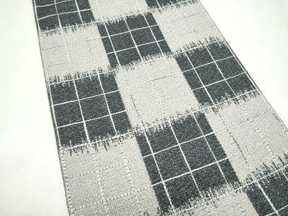 平和屋着物●八寸名古屋帯　変わり市松文様　正絹　逸品　CABL0829hy