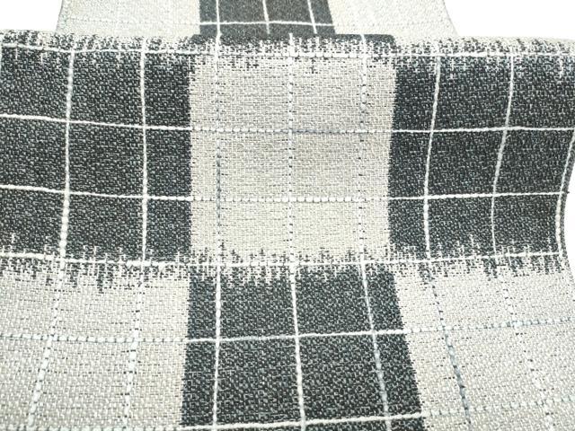 平和屋着物●八寸名古屋帯　変わり市松文様　正絹　逸品　CABL0829hy