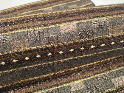 平和屋着物●つけ帯　横段文　金糸　正絹　逸品　CABL0836hy