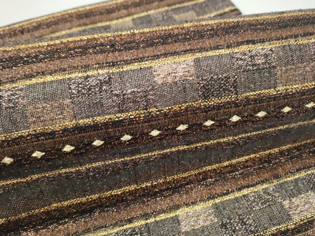 平和屋着物●つけ帯　横段文　金糸　正絹　逸品　CABL0836hy