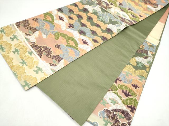 平和屋着物●六通柄袋帯　唐織　枝松文　金糸　正絹　逸品　CABL0838hy