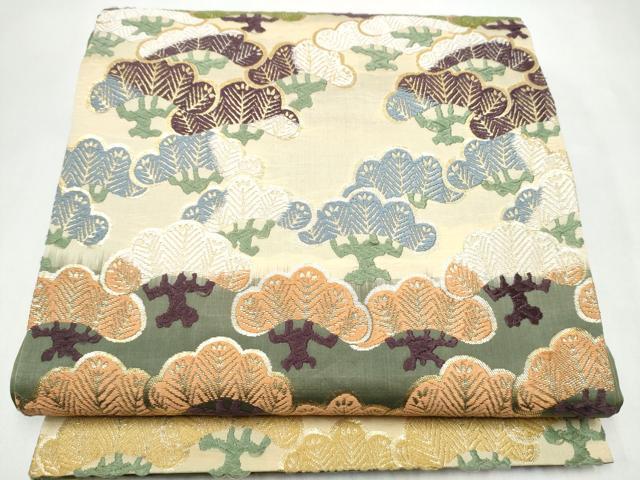 平和屋着物●六通柄袋帯　唐織　枝松文　金糸　正絹　逸品　CABL0838hy