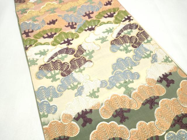 平和屋着物●六通柄袋帯　唐織　枝松文　金糸　正絹　逸品　CABL0838hy