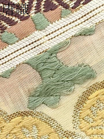 平和屋着物●六通柄袋帯　唐織　枝松文　金糸　正絹　逸品　CABL0838hy