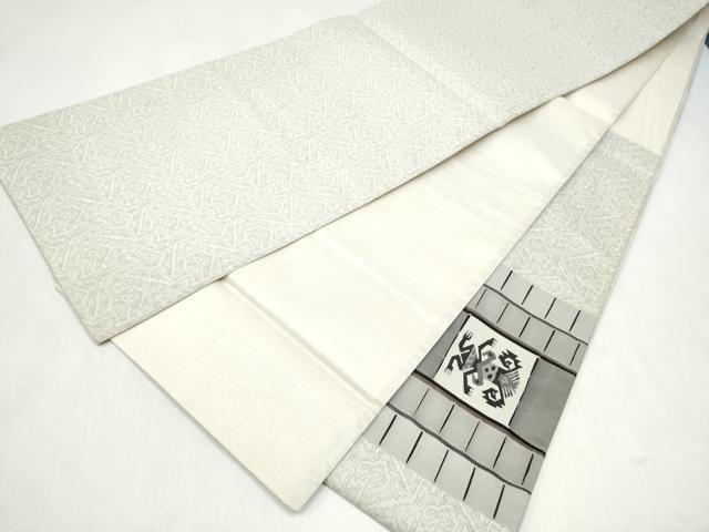 平和屋着物●太鼓柄袋帯　神人文様綴織　銀通し地　正絹　逸品　CABL0840hy