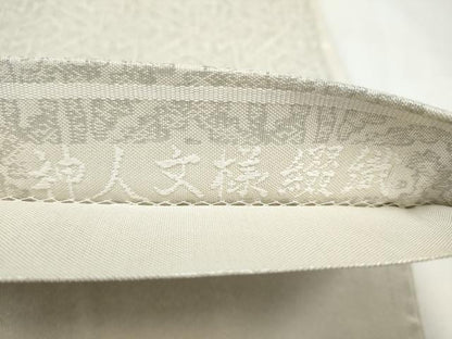 平和屋着物●太鼓柄袋帯　神人文様綴織　銀通し地　正絹　逸品　CABL0840hy