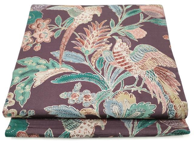 平和屋着物●アンティーク　大正ロマン　更紗花鳥文　金糸　正絹　逸品　CABL0841hy
