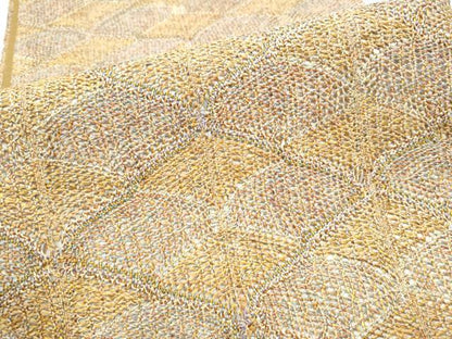 平和屋着物●全通柄袋帯　組織　幾何学文様　金糸　正絹　逸品　CABL0845hy