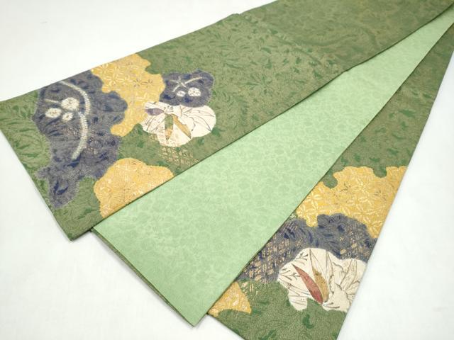 平和屋着物●太鼓柄袋帯　絞り　辻が花　金彩　金通し地　正絹　逸品　CABL0846hy