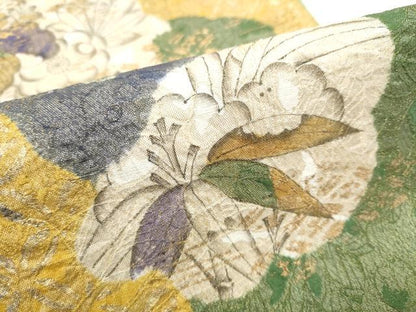 平和屋着物●太鼓柄袋帯　絞り　辻が花　金彩　金通し地　正絹　逸品　CABL0846hy
