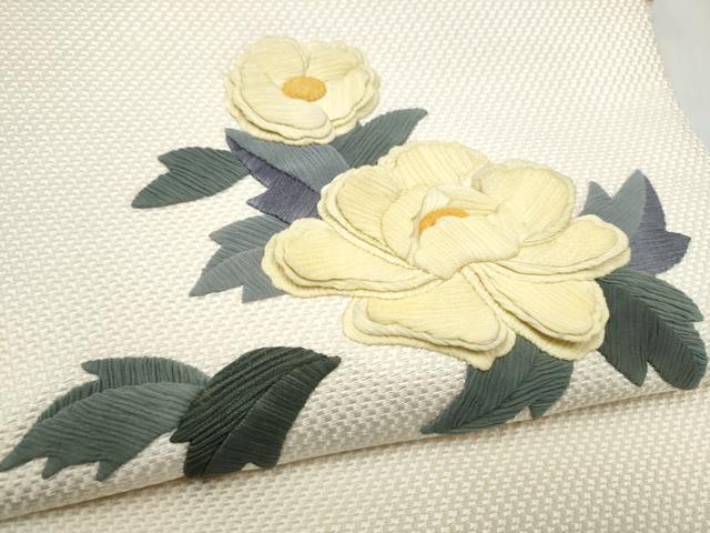 平和屋着物●太鼓柄袋帯　パッチワーク　牡丹　正絹　逸品　CABL0849hy