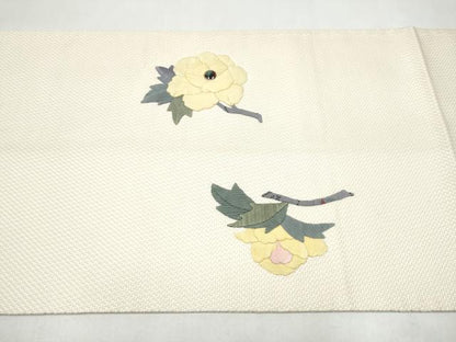 平和屋着物●太鼓柄袋帯　パッチワーク　牡丹　正絹　逸品　CABL0849hy