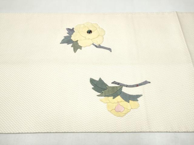 平和屋着物●太鼓柄袋帯　パッチワーク　牡丹　正絹　逸品　CABL0849hy