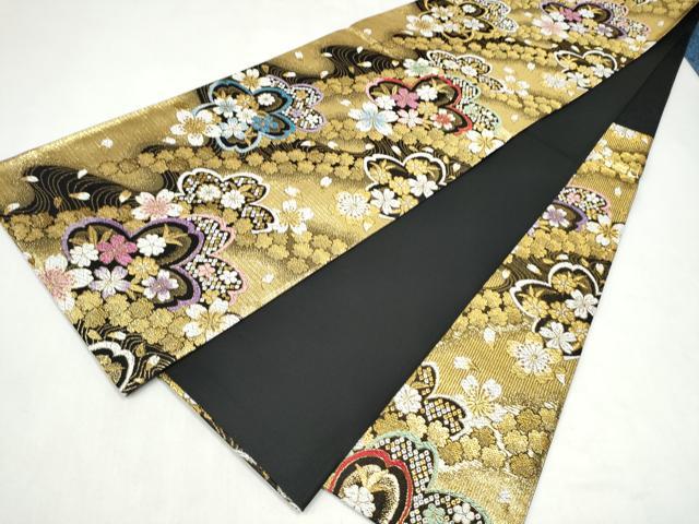 平和屋着物●六通柄袋帯　舞桜文　金銀糸　正絹　逸品　CABL0856hy