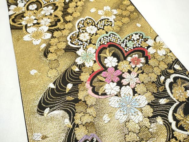 平和屋着物●六通柄袋帯　舞桜文　金銀糸　正絹　逸品　CABL0856hy