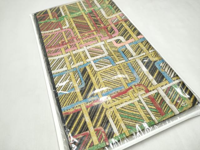 平和屋着物●六通柄袋帯　Clima　幾何学文様　金糸　正絹　逸品　未使用　CABL0859hy