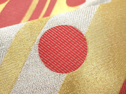 平和屋着物●六通柄袋帯　斜線丸文　金銀糸　正絹　逸品　CABL0861hy