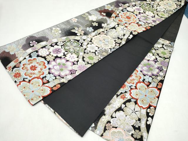 平和屋着物●六通柄袋帯　舞花文　金銀糸　正絹　逸品　CABL0862hy