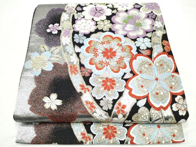 平和屋着物●六通柄袋帯　舞花文　金銀糸　正絹　逸品　CABL0862hy