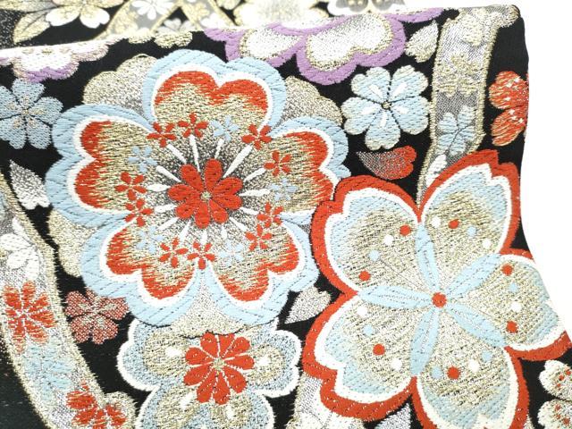 平和屋着物●六通柄袋帯　舞花文　金銀糸　正絹　逸品　CABL0862hy