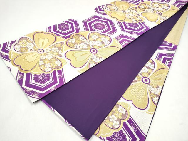 平和屋着物●六通柄袋帯　唐織　亀甲花文　金糸　正絹　逸品　CABL0865hy