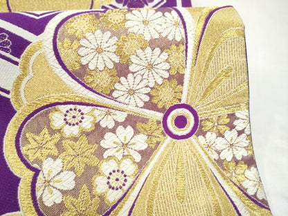 平和屋着物●六通柄袋帯　唐織　亀甲花文　金糸　正絹　逸品　CABL0865hy
