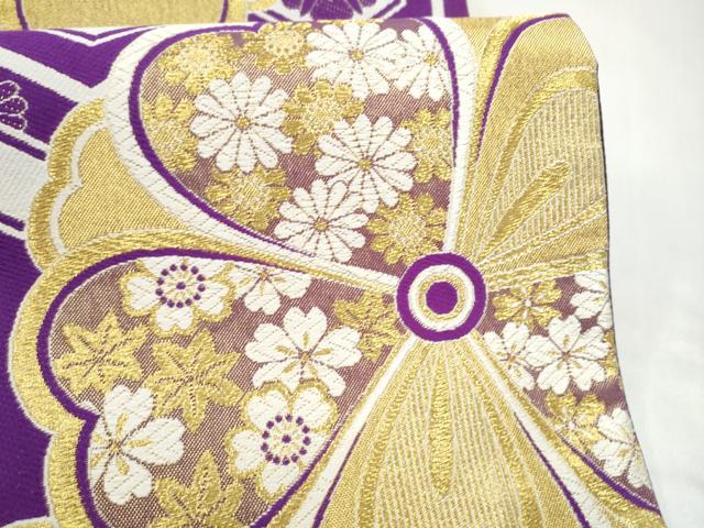 平和屋着物●六通柄袋帯　唐織　亀甲花文　金糸　正絹　逸品　CABL0865hy