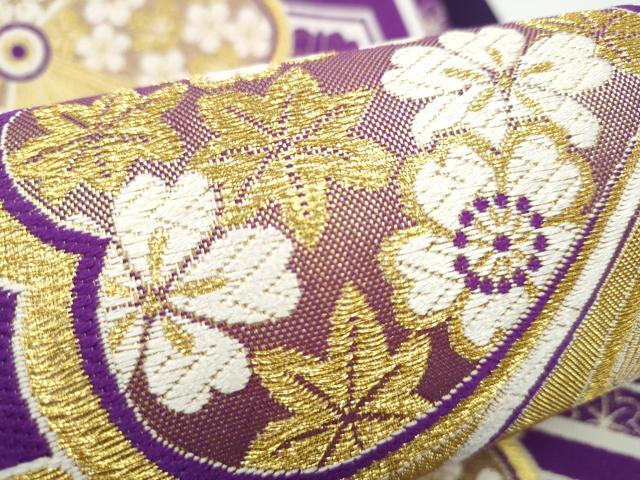 平和屋着物●六通柄袋帯　唐織　亀甲花文　金糸　正絹　逸品　CABL0865hy