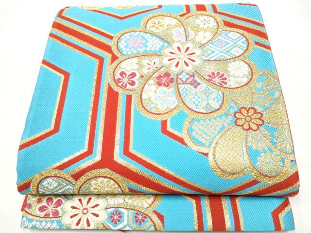 平和屋着物●六通柄袋帯　舞花文　金糸　正絹　逸品　CABL0866hy