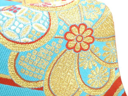 平和屋着物●六通柄袋帯　舞花文　金糸　正絹　逸品　CABL0866hy