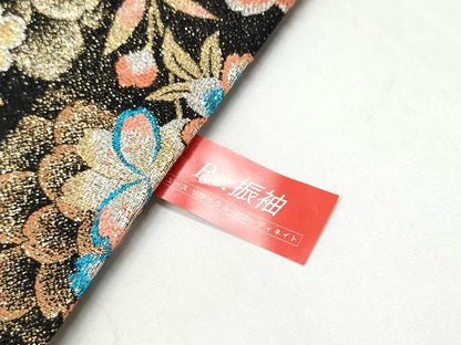 平和屋着物●六通柄袋帯　市松舞桜文　金糸　正絹　逸品　CABL0867hy
