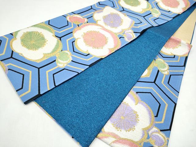 平和屋着物●六通柄袋帯　舞梅文　金糸　正絹　逸品　CABL0868hy