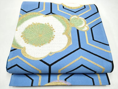 平和屋着物●六通柄袋帯　舞梅文　金糸　正絹　逸品　CABL0868hy