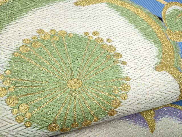 平和屋着物●六通柄袋帯　舞梅文　金糸　正絹　逸品　CABL0868hy