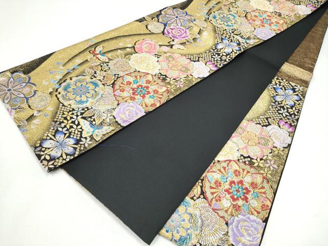 平和屋着物●六通柄袋帯　花蝶文　金銀糸　正絹　逸品　CABL0869hy