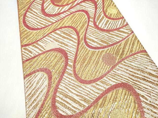 平和屋着物●六通柄袋帯　流水文　金糸　正絹　逸品　CABL0871hy