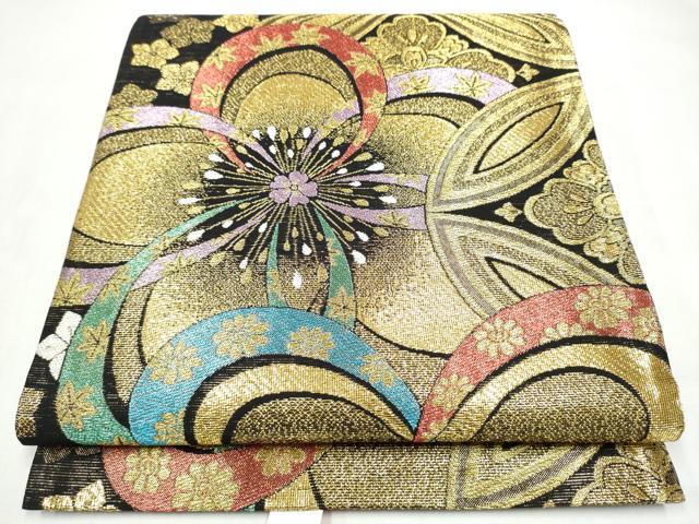 平和屋着物●六通柄袋帯　舞花文　金糸　正絹　逸品　CABL0872hy