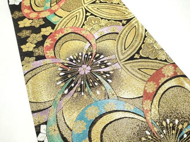 平和屋着物●六通柄袋帯　舞花文　金糸　正絹　逸品　CABL0872hy