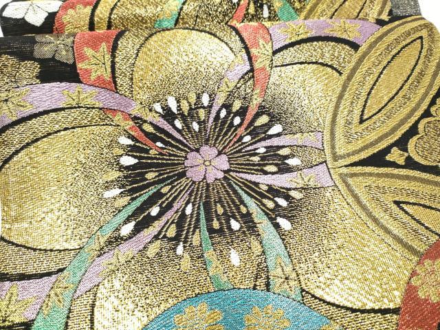 平和屋着物●六通柄袋帯　舞花文　金糸　正絹　逸品　CABL0872hy