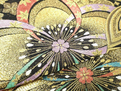 平和屋着物●六通柄袋帯　舞花文　金糸　正絹　逸品　CABL0872hy