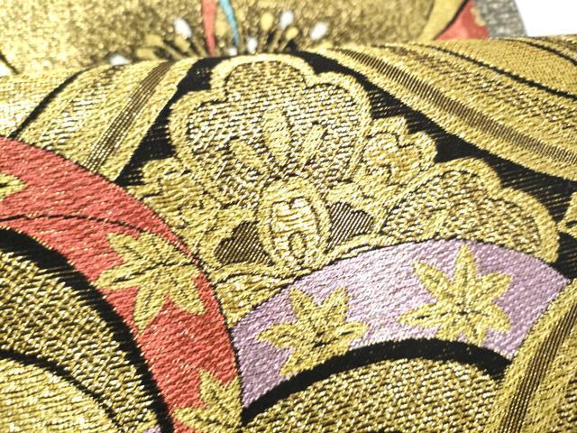平和屋着物●六通柄袋帯　舞花文　金糸　正絹　逸品　CABL0872hy