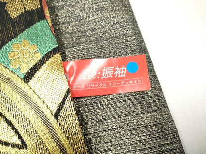 平和屋着物●六通柄袋帯　舞花文　金糸　正絹　逸品　CABL0872hy