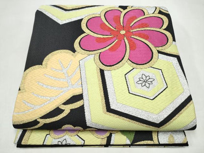 平和屋着物●六通柄袋帯　唐織　亀甲舞花文　金銀糸　正絹　逸品　CABL0873hy