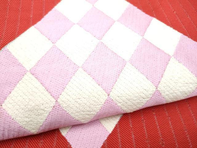 平和屋着物●六通柄袋帯　唐織　菱繋ぎ　正絹　逸品　未使用　CABL0874hy