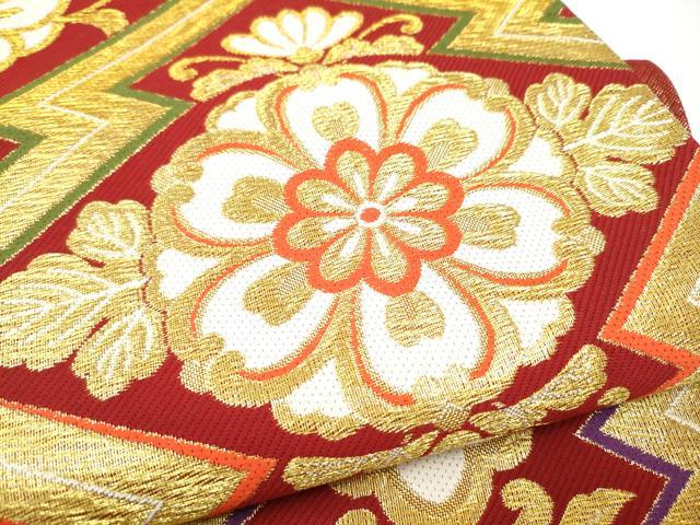 平和屋着物●六通柄袋帯　花唐草文　金糸　正絹　逸品　CABL0878hy