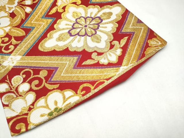 平和屋着物●六通柄袋帯　花唐草文　金糸　正絹　逸品　CABL0878hy