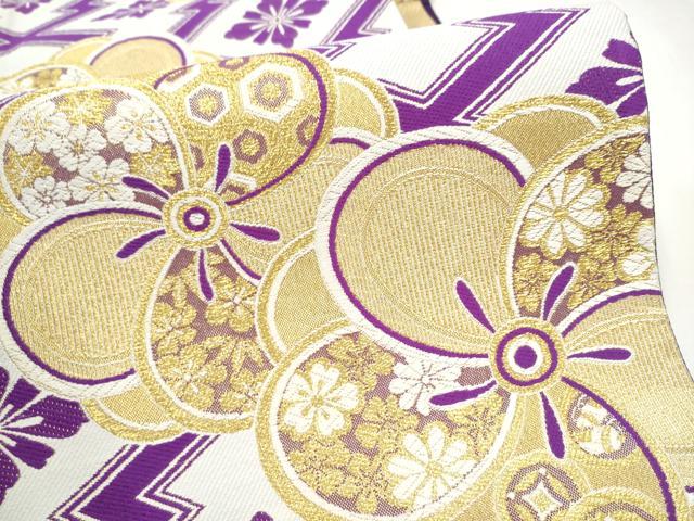 平和屋着物●六通柄袋帯　舞花文　金糸　正絹　逸品　CABL0879hy