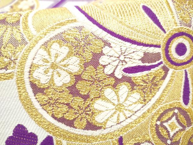平和屋着物●六通柄袋帯　舞花文　金糸　正絹　逸品　CABL0879hy