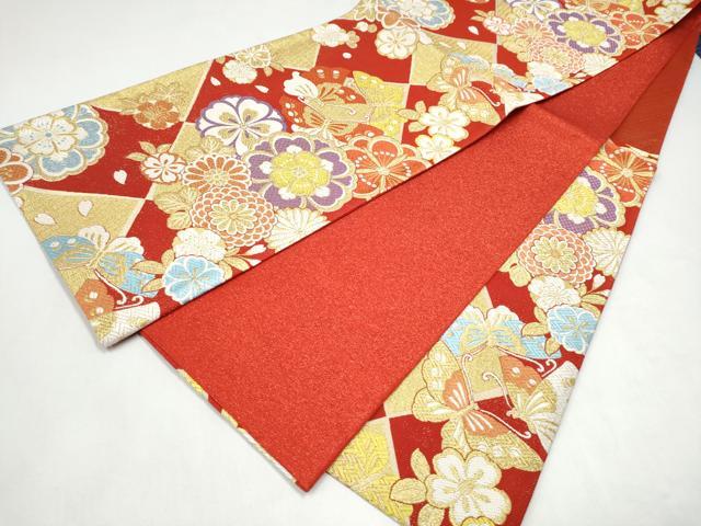 平和屋着物●六通柄袋帯　唐織　花蝶文　金糸　正絹　逸品　CABL0881hy